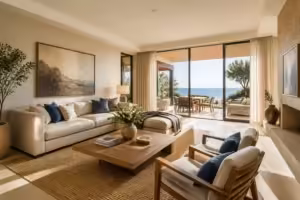 Salon de luxe avec vue sur locean