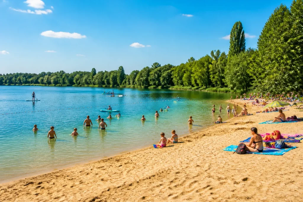 Journee dete ensoleillee au lac en seine et marne