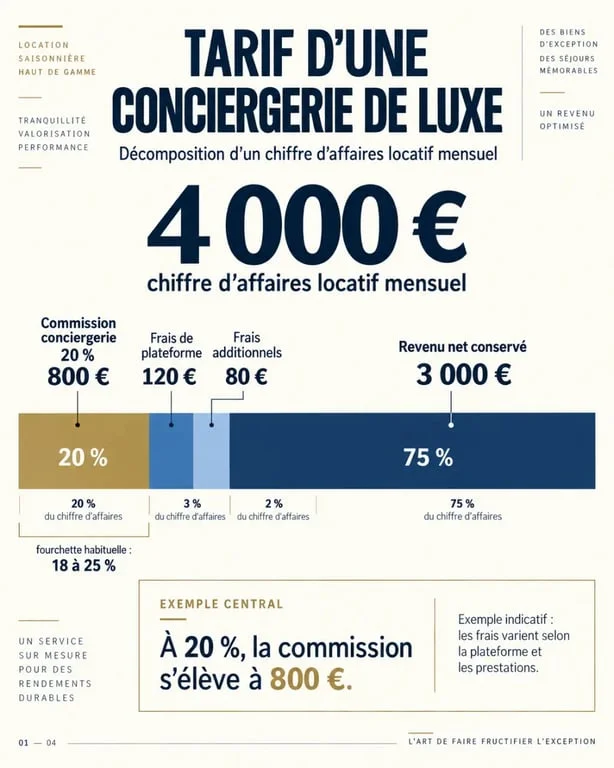 Tarif d’une conciergerie de luxe : décomposition de la commission et du revenu net