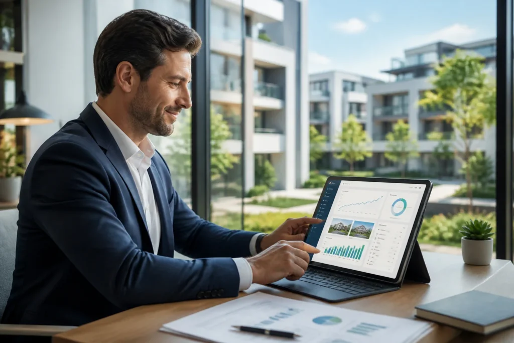Gestion immobiliere moderne sur tablette