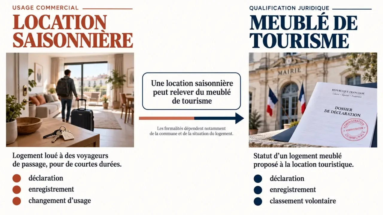 Infographie sur la différence entre location saisonnière et meublé de tourisme